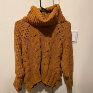 Cozy ‘Pink Rose’ Cable Knit Turtleneck Sweater